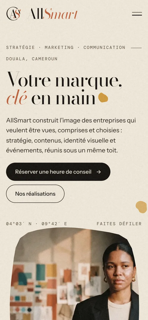 Page d’accueil du site AllSmart, version mobile