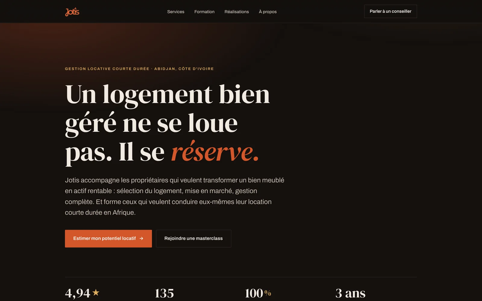 Concept de site pour Jotis Entreprise